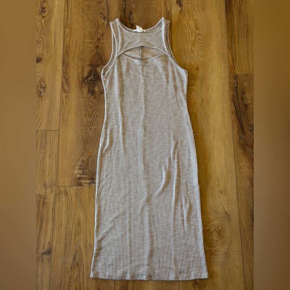 Caution To The Wind Tan and White Striped Top